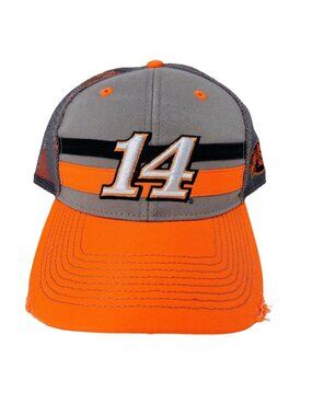 Stewart-Haas Racing Mens Gray & Orange Mesh Trucker Hat Bass Pro Shops #14 Logo